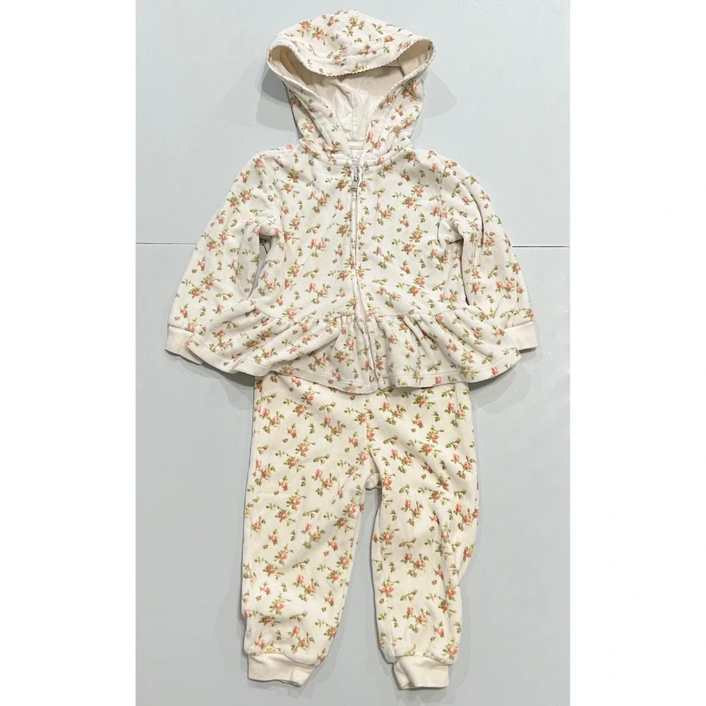 Ralph Lauren Girls 18M Floral Velour Jogger Set‎ Coquette Cottagecore Lounge